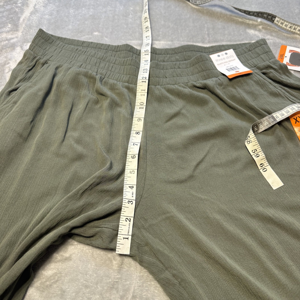 Three Dots Pants Womens XXL Green Elastic Pull On Wide Leg Pockets Rayon NWT - Picture 9 of 12